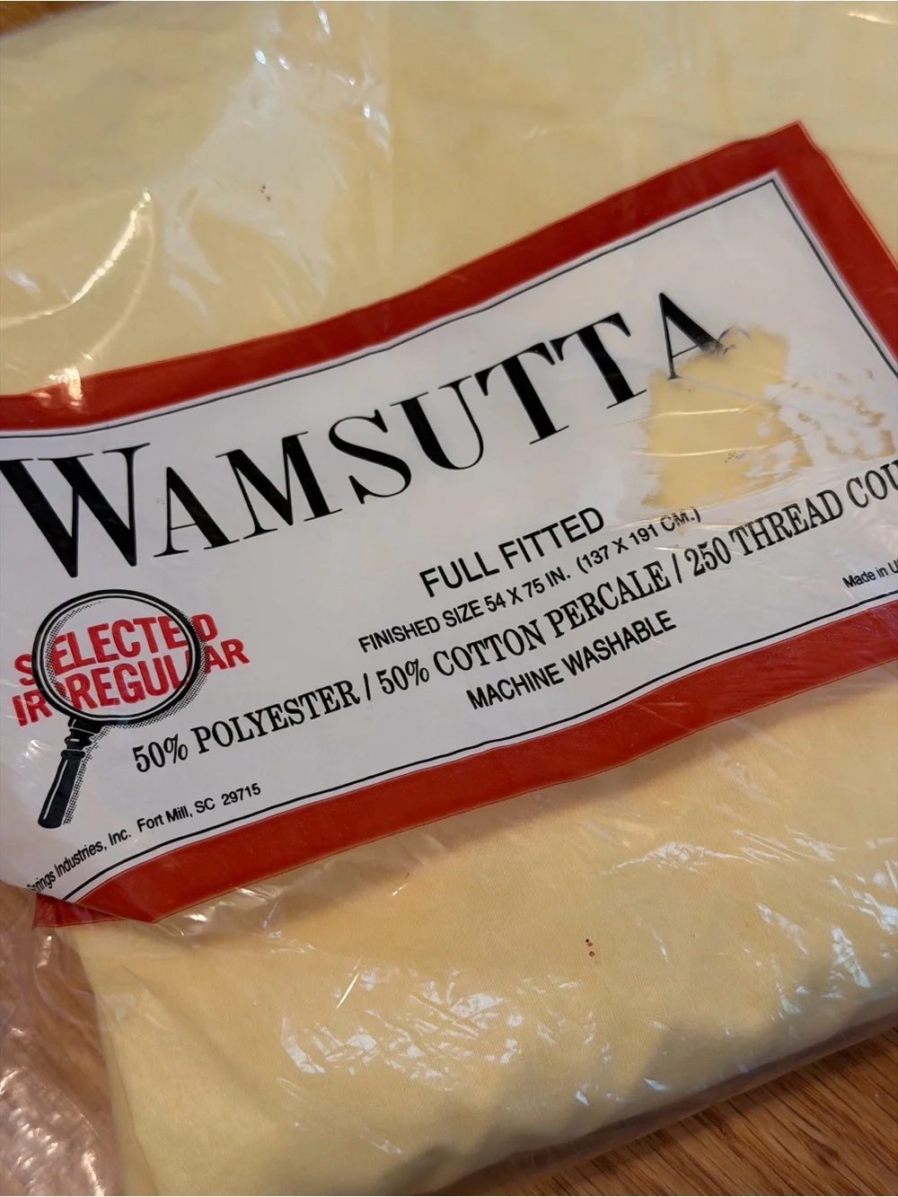 🆕Vintage Wamsutta NOS solid yellow full/Double fitted sheet 50/50 cotton percale